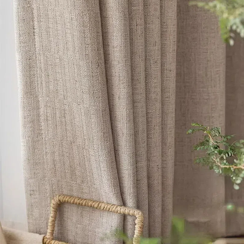 Linen Drapes Curtains with Vertical Jacquard Stripes