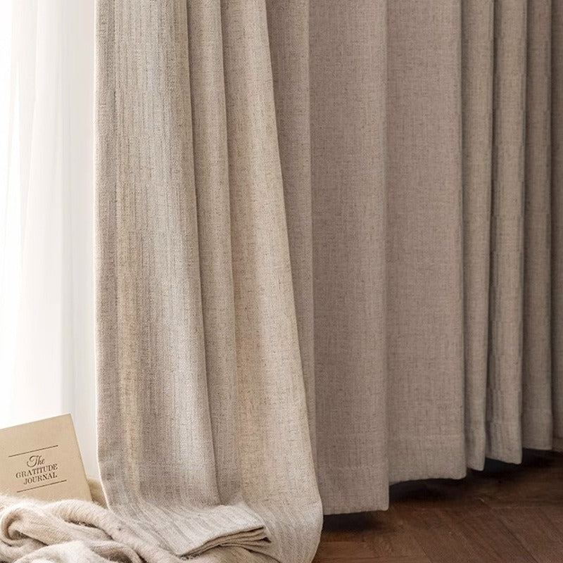 Linen Drapes Curtains with Vertical Jacquard Stripes