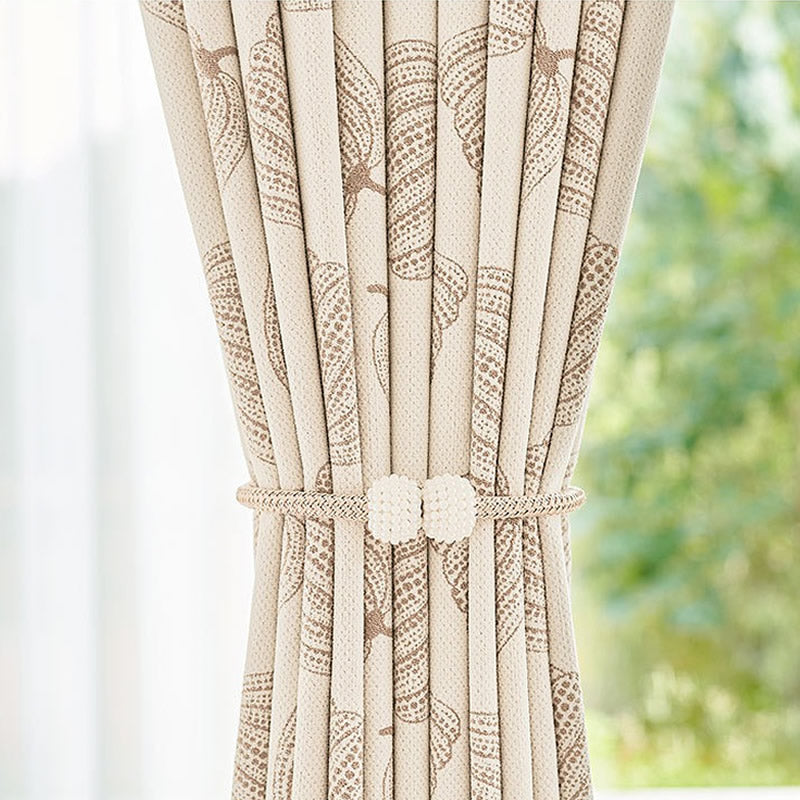 Beige Thickened Blackout Chenille Curtains with Pumpkin Jacquard