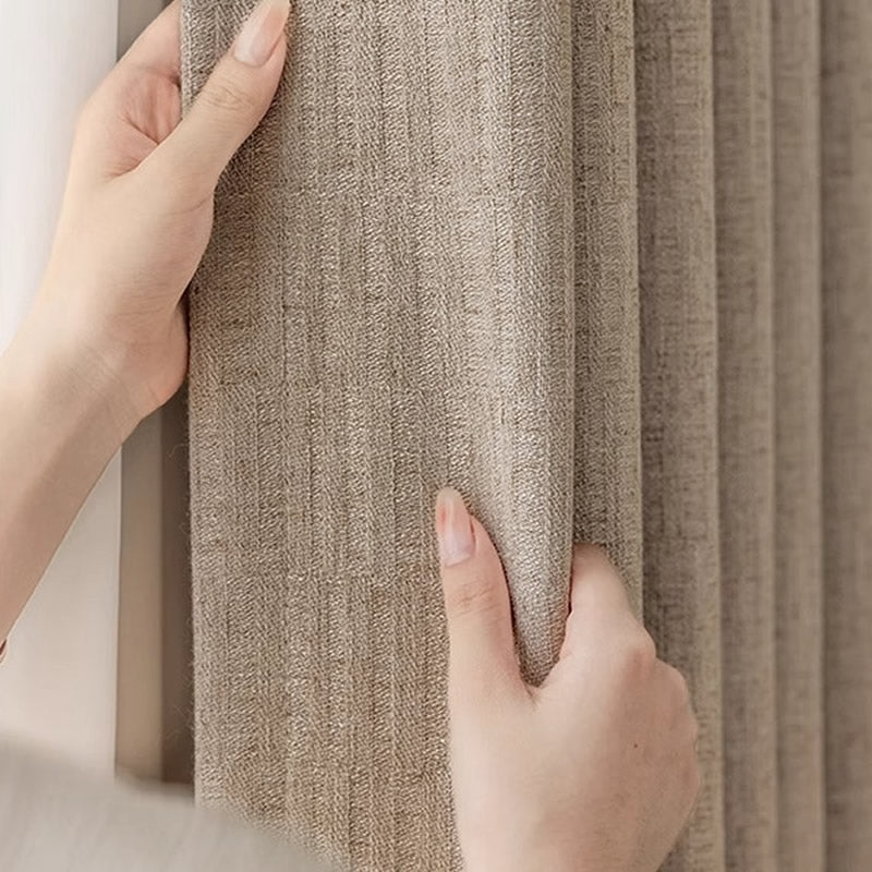 Linen Drapes Curtains with Vertical Jacquard Stripes