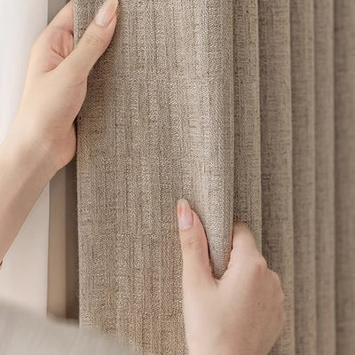 Linen Drapes Curtains with Vertical Jacquard Stripes