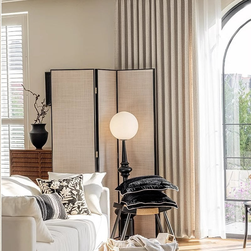 Linen Drapes Curtains with Vertical Jacquard Stripes