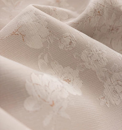 Beige Chenille Blackout Curtains with Magnolia Vintage Flower Jacquard