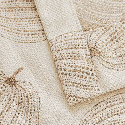 Beige Thickened Blackout Chenille Curtains with Pumpkin Jacquard