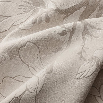 Beige Chenille Blackout Curtains with Magnolia Flower Jacquard