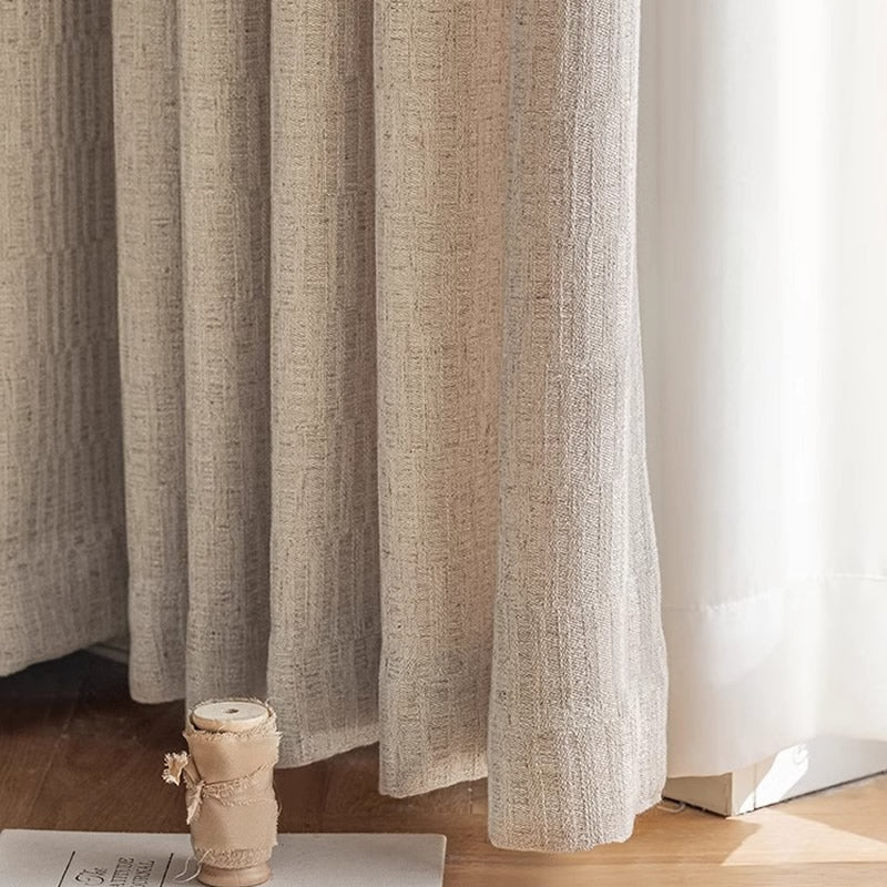 Linen Drapes Curtains with Vertical Jacquard Stripes