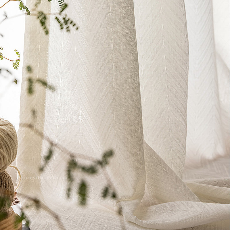 Luxury Beige Jacquard Sheer Curtains – Elegant Window Treatment for Sophisticated Homes