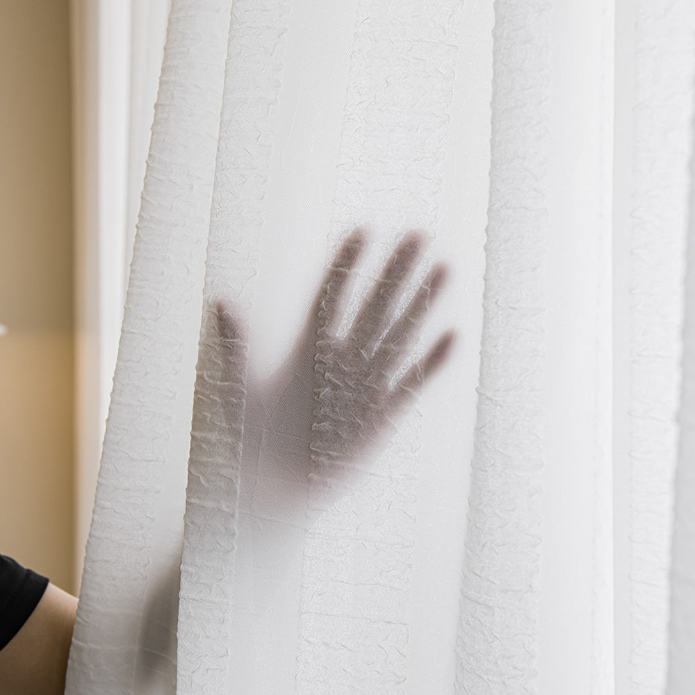 Elegant White Sheer Curtains with Unique 3D Bubble Design