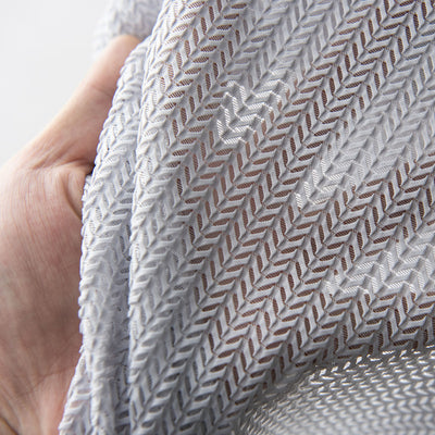 Stylish White Grey Sheer Curtains - Fish Bone Hollow Jacquard Pattern for Modern Decor