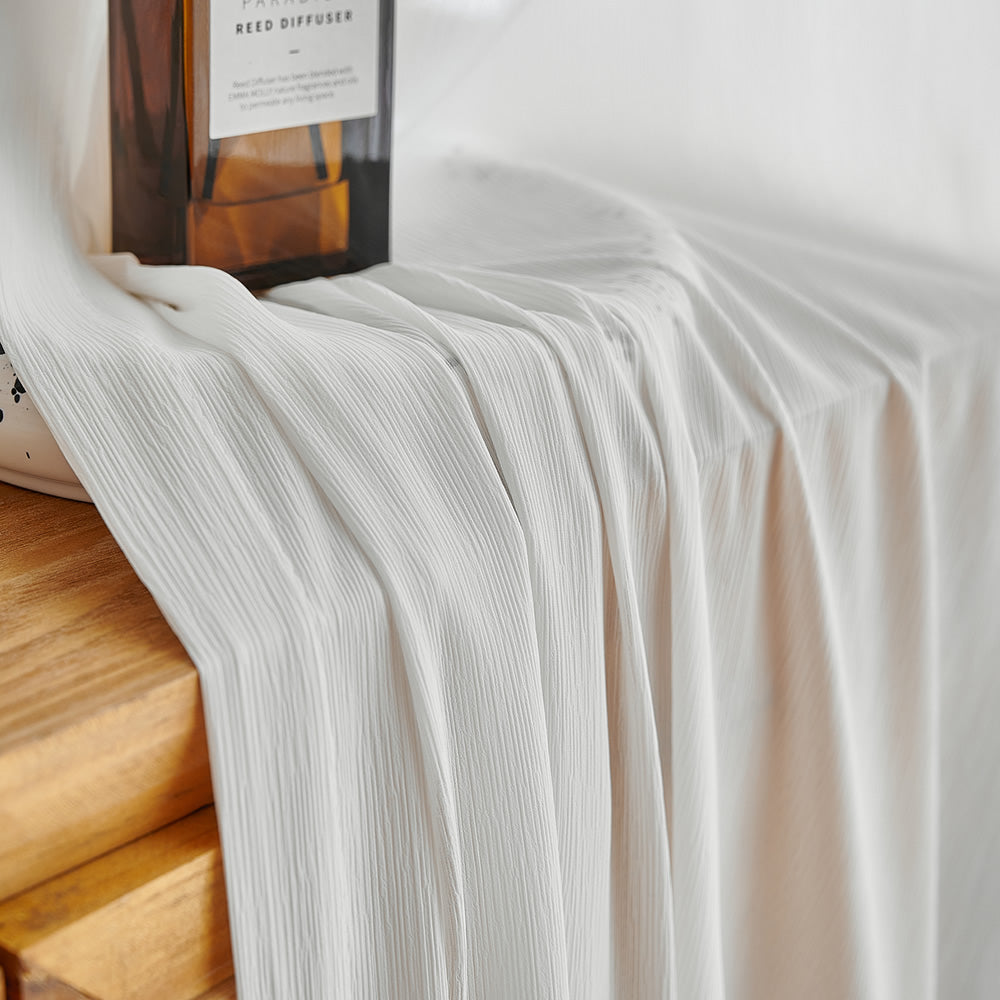 White Sheer Curtains Featuring Stylish 3D Small Folds Design