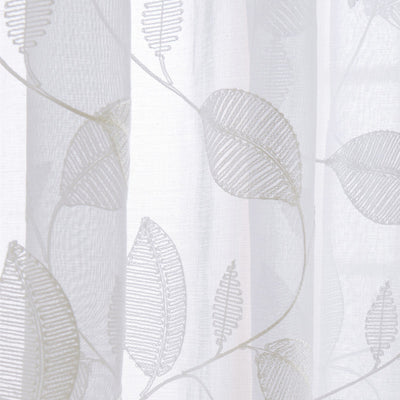 White Sheer Curtains with Beautiful Embroidered Leaf Vines