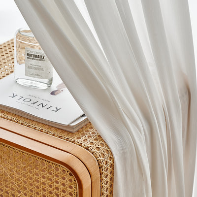 White Sheer Curtains Featuring Stylish 3D Small Folds Design