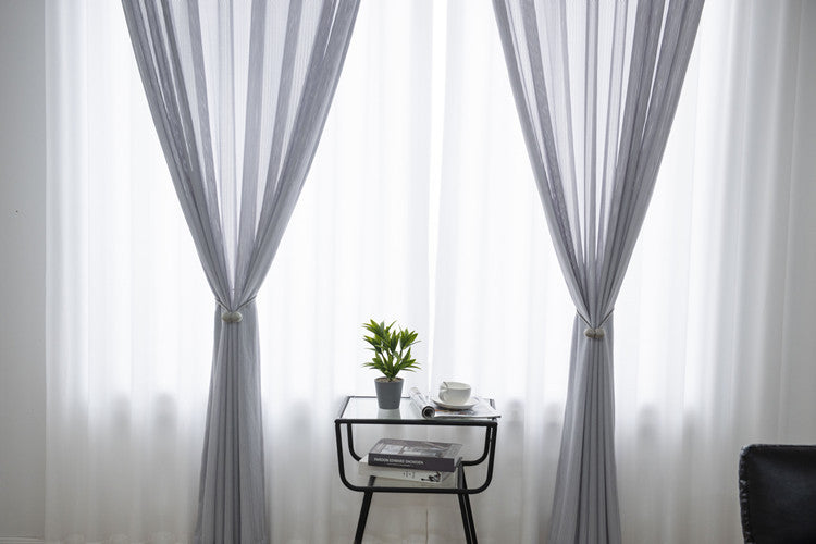 Stylish White Grey Sheer Curtains - Fish Bone Hollow Jacquard Pattern for Modern Decor