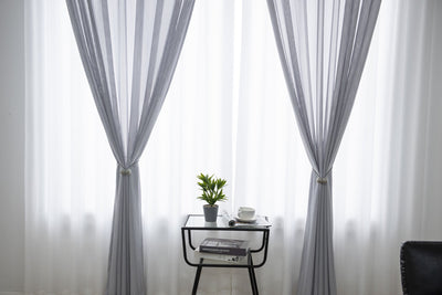 Stylish White Grey Sheer Curtains - Fish Bone Hollow Jacquard Pattern for Modern Decor