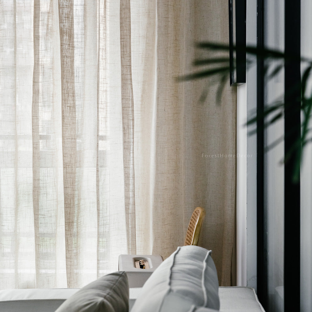 Linen Sheer Curtains - Light Filtering, Elegant Textured Fabric