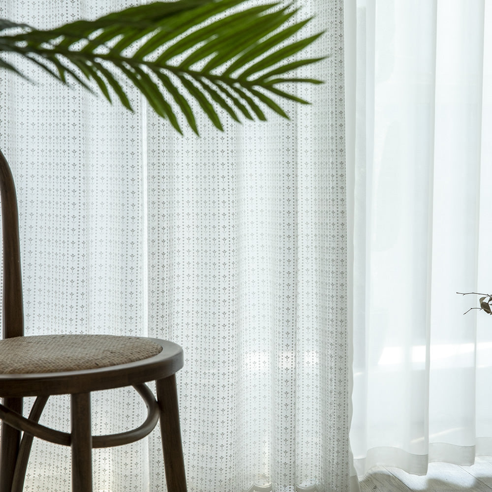 Elegant White Lace Sheer Curtains with Floral Jacquard Hem Waves for Timeless Decor