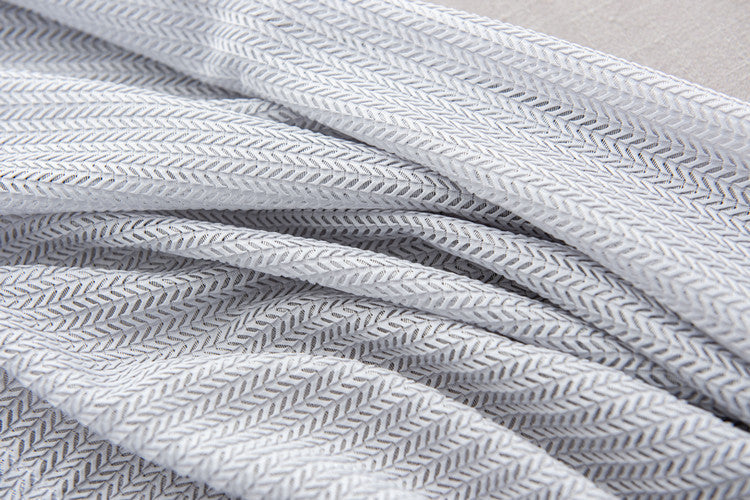 Stylish White Grey Sheer Curtains - Fish Bone Hollow Jacquard Pattern for Modern Decor
