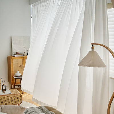 White Sheer Curtains Featuring Stylish 3D Small Folds Design