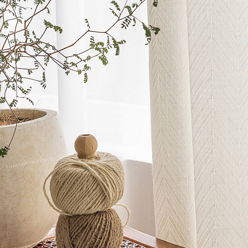 Luxury Beige Jacquard Sheer Curtains – Elegant Window Treatment for Sophisticated Homes