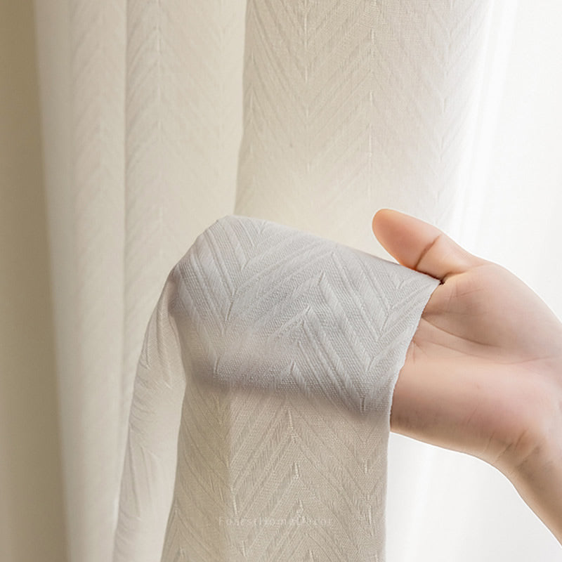 Luxury Beige Jacquard Sheer Curtains – Elegant Window Treatment for Sophisticated Homes