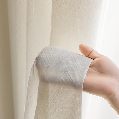 Luxury Beige Jacquard Sheer Curtains – Elegant Window Treatment for Sophisticated Homes