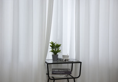 Stylish White Grey Sheer Curtains - Fish Bone Hollow Jacquard Pattern for Modern Decor