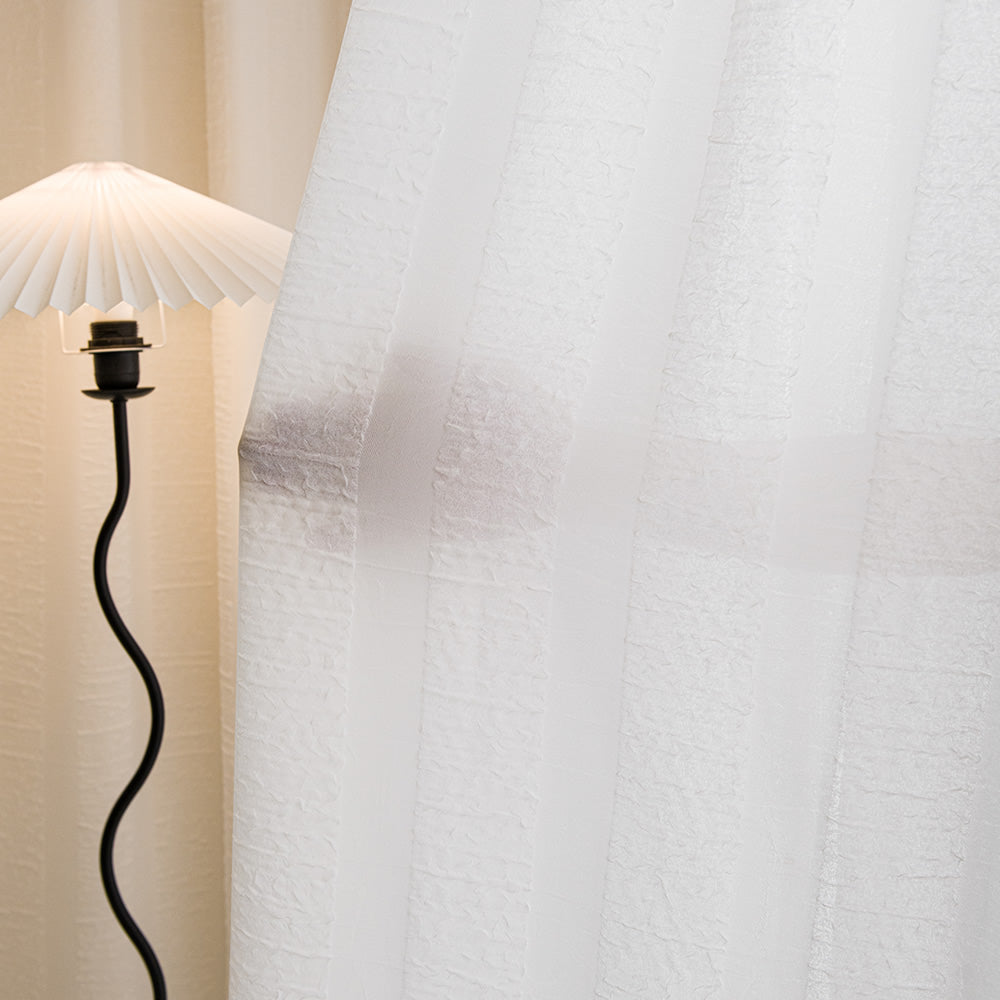 Elegant White Sheer Curtains with Unique 3D Bubble Design