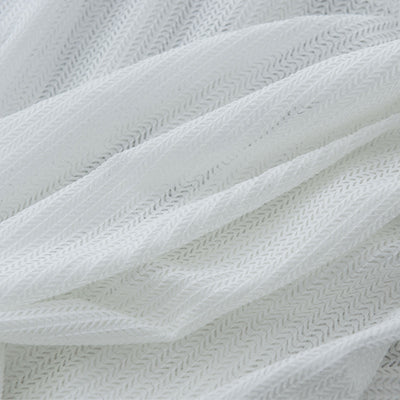 Stylish White Grey Sheer Curtains - Fish Bone Hollow Jacquard Pattern for Modern Decor